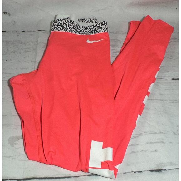 Nike Pro Womens Bright Pink Sportswear Tight Fit Graphic Leggings Sz S - Picture 1 of 9